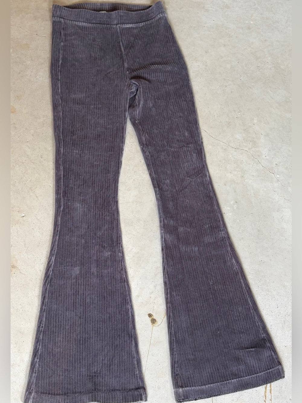 Aerie Ribbed Corduroy High Waist Flare Leggings Pants Small Regular Grey